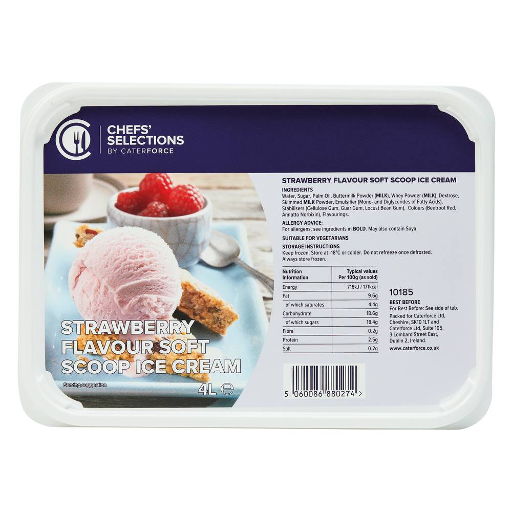 Chefs’ Selections Strawberry Flavour Soft Scoop Ice Cream (6 x 4L)