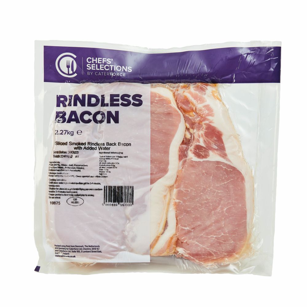 Chefs’ Selections Smoked Rindless Back Bacon (4 x 2.27kg)