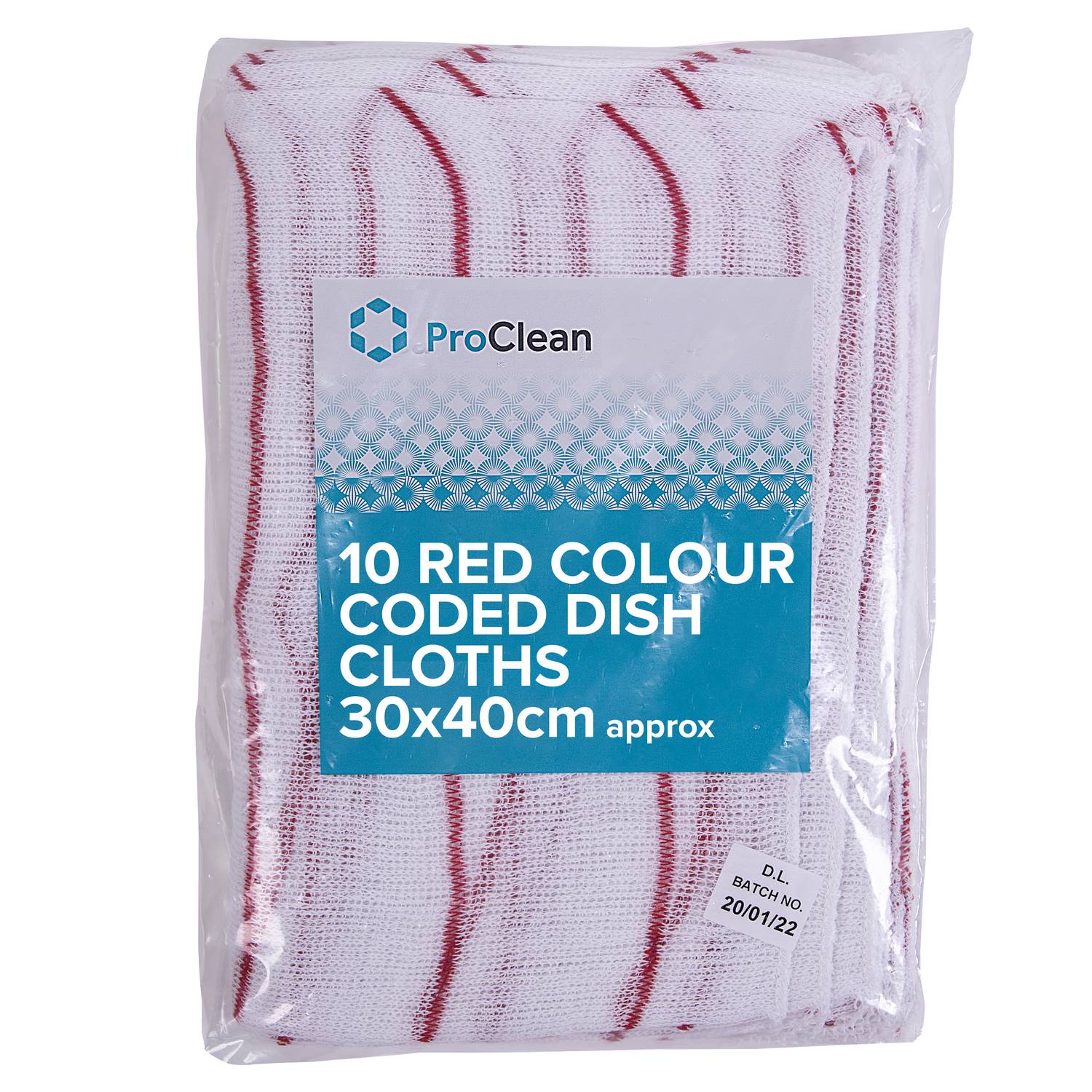 ProClean 10 Colour Coded Dishcloths (Red) (20 x 10)