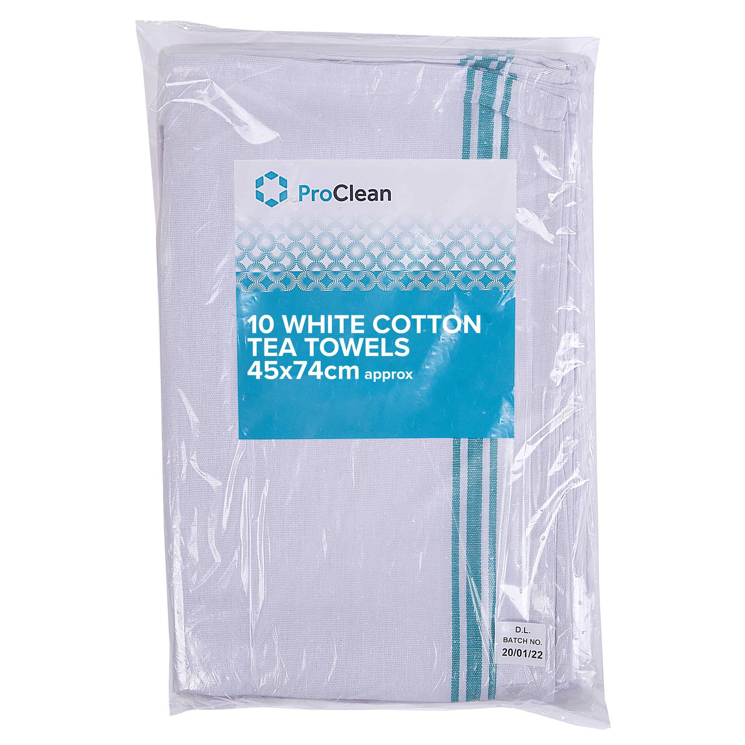 ProClean 10 White Cotton Tea Towels (10 x 10)