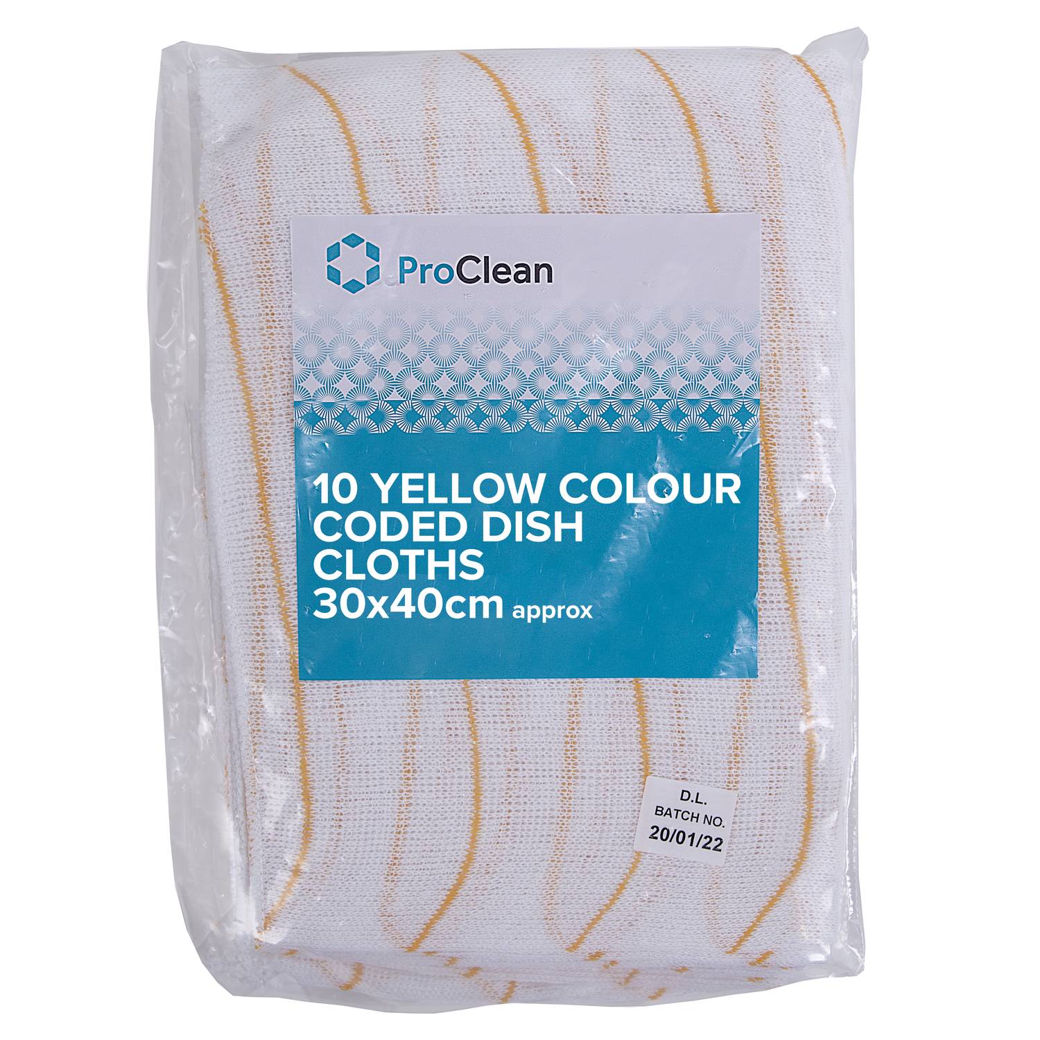 ProClean 10 Colour Coded Dishcloths (Yellow) (20 x 10)
