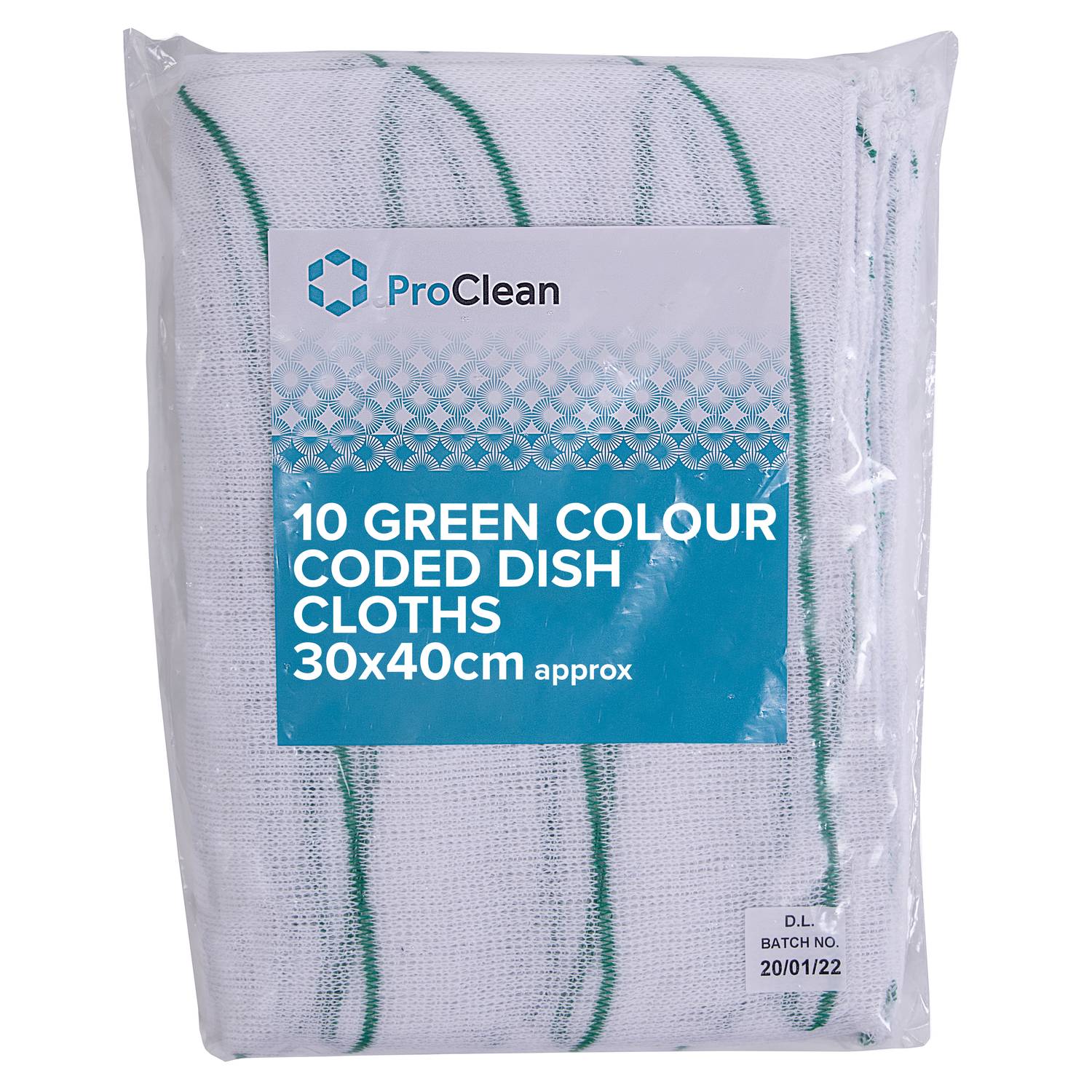ProClean 10 Colour Coded Dishcloths (Green) (20 x 10)