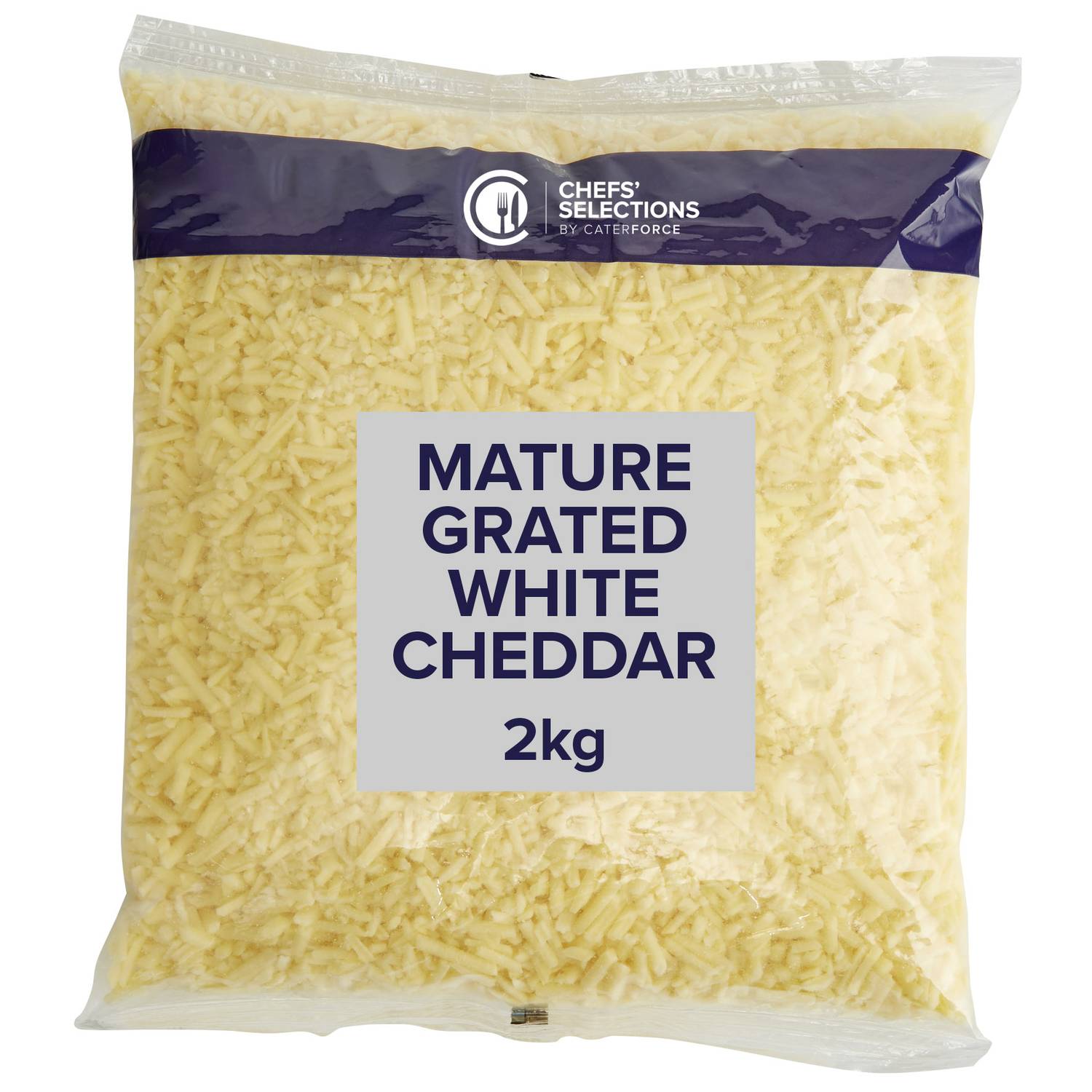 Chefs’ Selections Grated White Mature Cheddar 6 x 2kg